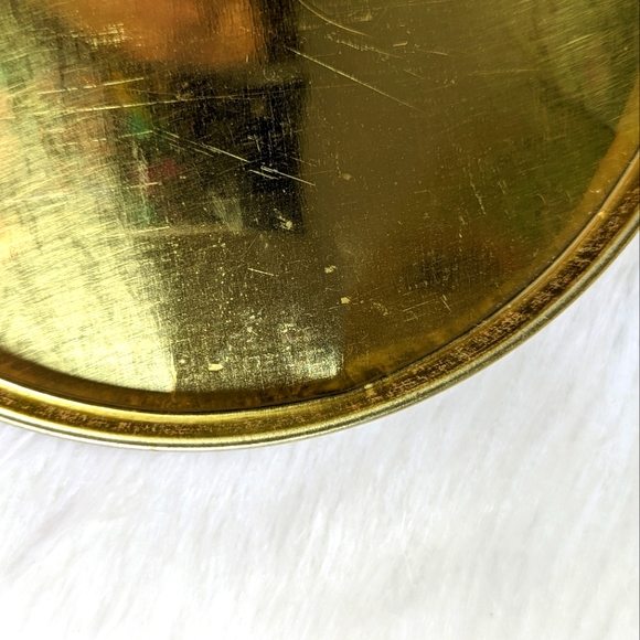 Silhouette Vintage Victorian Lady And Dog Puppy Round Tin Trinket Box Cir 1940s - Picture 10 of 10